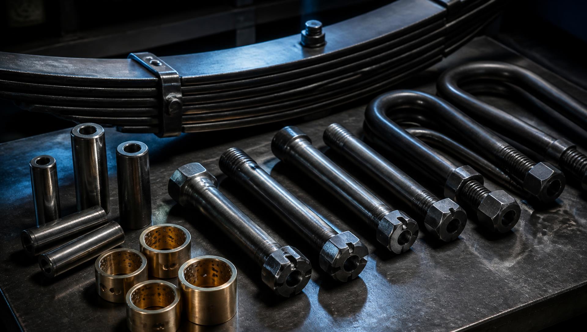 Heavy commercial vehicle suspension spare parts including center bolts and spring pins